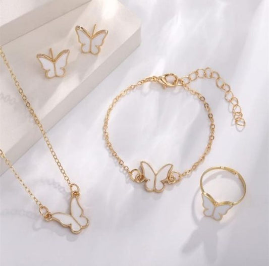 Beautiful Butterfly Stylish Jewelry Set Pack Of 4 ( White)