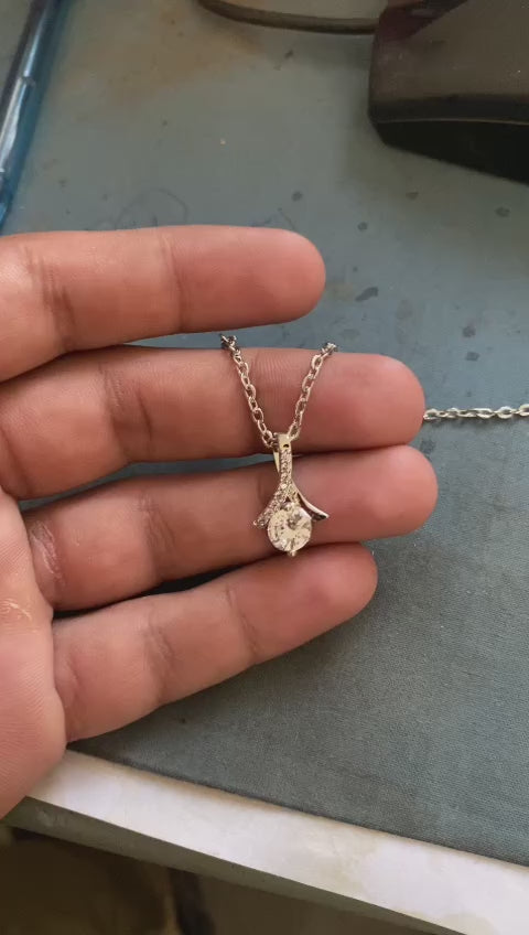 Sterling Silver Diamond Twist Pendant For Wifefiance (with Box)